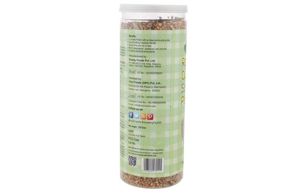 Nutriwish Roasted Quinoa Snack Salt & Pepper   Jar  125 grams